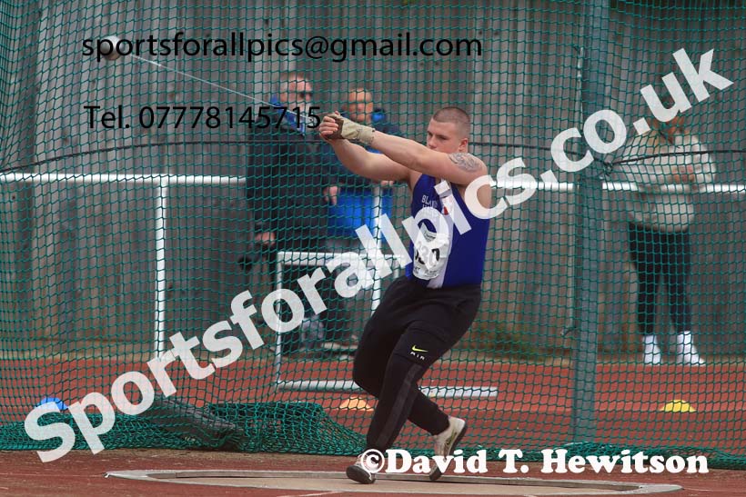 Mens Under-20s hammer, 2024 Northern Senior and Under-20s Track and Field Champs, Middlesbrough.  Photo: David T. Hewitson/Sports for All Pics
